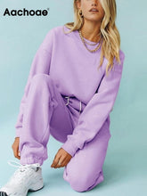 Load image into Gallery viewer, AACHOAE Women 2 Pieces Set Sweatshirt Pullover And Sweatpant Shorts