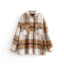 Load image into Gallery viewer, TANGADA Women Green Plaid Long Coat