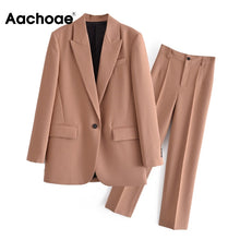 Load image into Gallery viewer, AACHOAE Women Blazer and Long Pants 2 Piece Sets Outfits