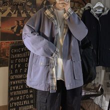Load image into Gallery viewer, GOGHVINCI Women Patchwork Plaid Baggy Oversize Coat