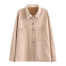 Load image into Gallery viewer, TANGADA Women Suede Oversized 2 Piece Jacket Pants Set