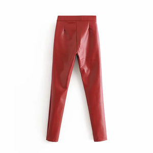AACHOAE Women PU Faux Leather Stretch Pants