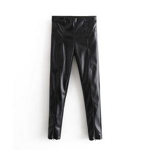 AACHOAE Women PU Faux Leather Stretch Pants