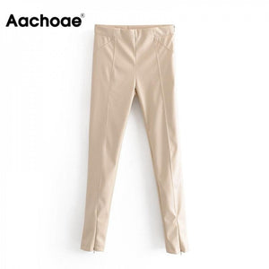 AACHOAE Women PU Faux Leather Stretch Pants