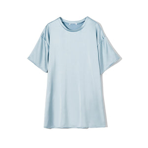 WOTWOY Oversized Satin T-shirt Dress