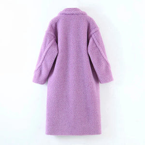 AACHOAE Women Casual Long Sleeve Fleece Turn Down Coat