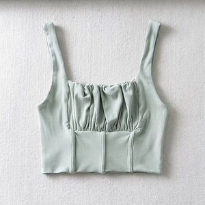 AACHOAE Women Sleeveless Backless Crop Top