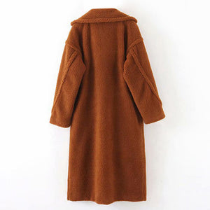 AACHOAE Women Casual Long Sleeve Fleece Turn Down Coat