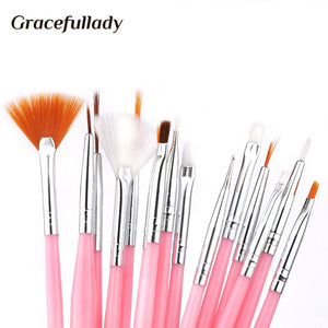 NIBIRU DU 7/15Pcs Plastic Handle Nail Brush Set