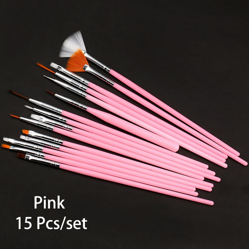 NIBIRU DU 7/15Pcs Plastic Handle Nail Brush Set