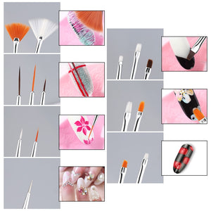 NIBIRU DU 7/15Pcs Plastic Handle Nail Brush Set