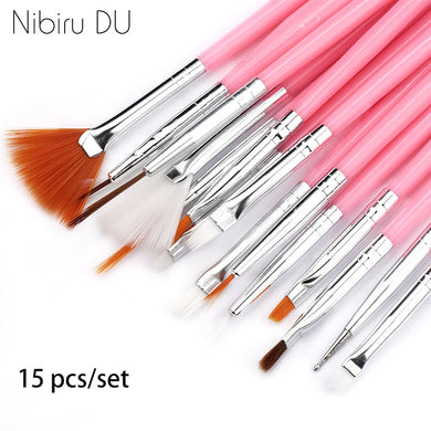 NIBIRU DU 7/15Pcs Plastic Handle Nail Brush Set