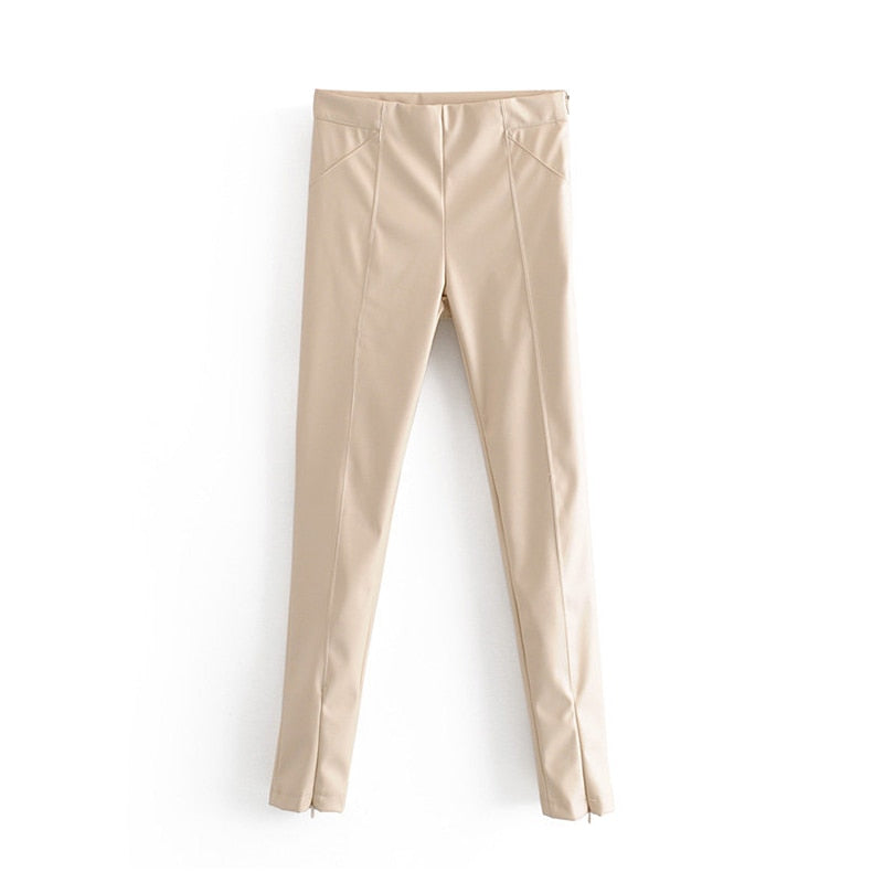 AACHOAE Women PU Faux Leather Stretch Pants