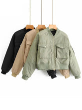 Load image into Gallery viewer, AACHOAE Women Padded Bomber Jacket