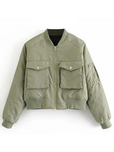 Load image into Gallery viewer, AACHOAE Women Padded Bomber Jacket
