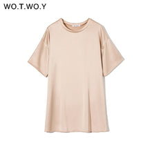 Load image into Gallery viewer, WOTWOY Oversized Satin T-shirt Dress