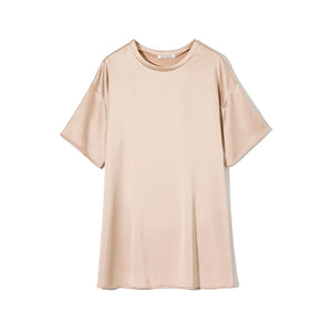 WOTWOY Oversized Satin T-shirt Dress