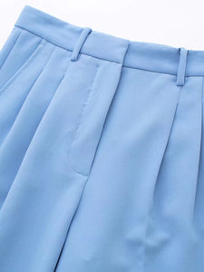 AACHOAE Women 2 Piece Sets Vintage Notched Collar Single Button Blazer Suits With High Waist Wide Leg Pants