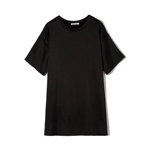WOTWOY Oversized Satin T-shirt Dress
