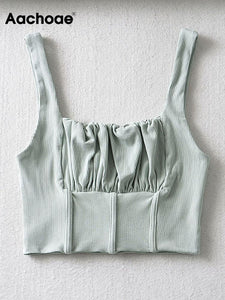 AACHOAE Women Sleeveless Backless Crop Top