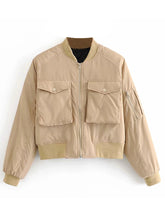 Load image into Gallery viewer, AACHOAE Women Padded Bomber Jacket