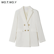 Load image into Gallery viewer, WOTWOY Women White Blazer Coat