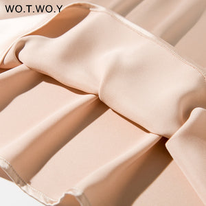WOTWOY Oversized Satin T-shirt Dress