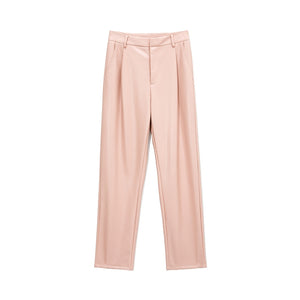 WOTWOY High Waist Loose Leather Pants