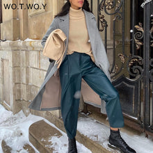 Load image into Gallery viewer, WOTWOY High Waist Loose Leather Pants