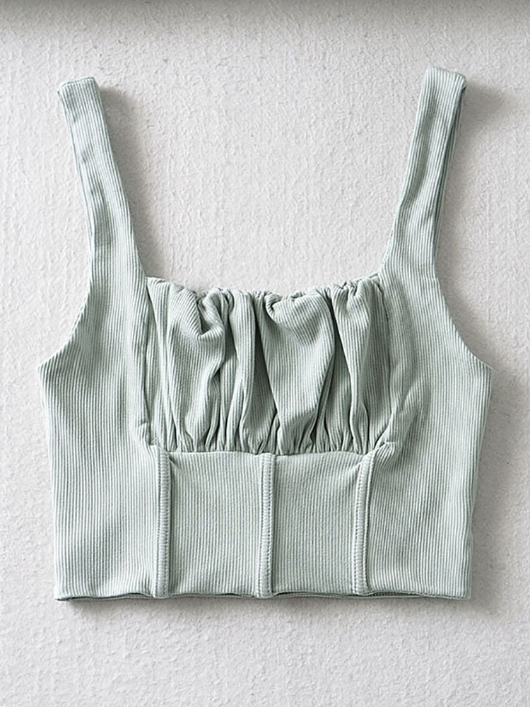 AACHOAE Women Sleeveless Backless Crop Top
