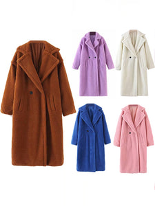 AACHOAE Women Casual Long Sleeve Fleece Turn Down Coat