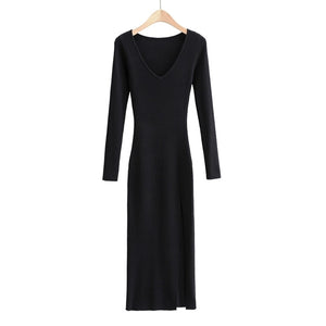 TANGADA Women V-Neck Midi Dress