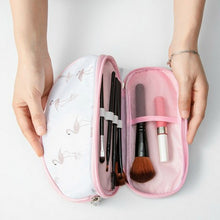 Load image into Gallery viewer, Portable Flamingo Double Layer Cosmetic Travel Pouch