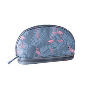 Portable Flamingo Double Layer Cosmetic Travel Pouch