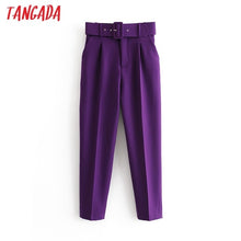 Load image into Gallery viewer, TANGADA Mid Waist Sashes Pocket Drawstring Pants