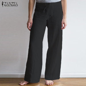 ZANZEA Casual Wide Leg Vintage Linen Pants