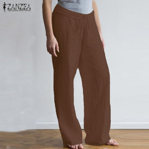 ZANZEA Casual Wide Leg Vintage Linen Pants