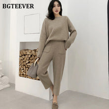 Load image into Gallery viewer, BGTEEVER Casual Knitted O-neck 2 Piece Pullover