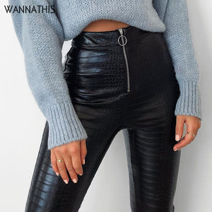 WANNATHIS High Waist Faux Leather Pants