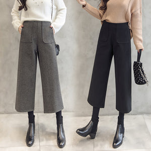 KAROLYIDORA High Waist Wool Loose Wide Leg Pants
