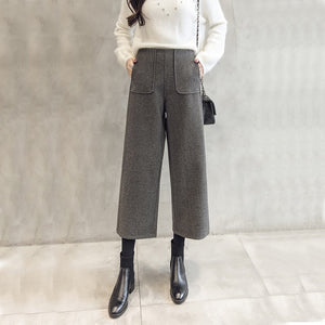 KAROLYIDORA High Waist Wool Loose Wide Leg Pants