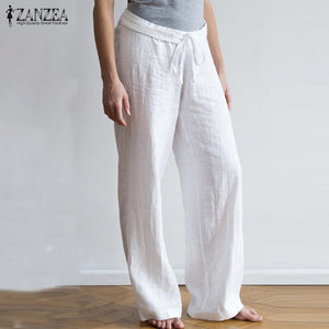 ZANZEA Casual Wide Leg Vintage Linen Pants