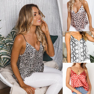 IMCUTE Women Leopard Chiffon Camis Printed Top