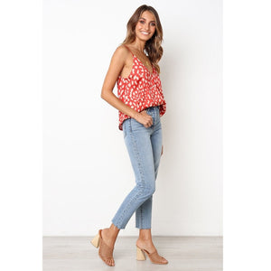 IMCUTE Women Leopard Chiffon Camis Printed Top