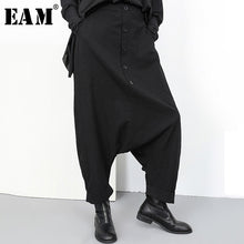 Load image into Gallery viewer, [EAM] High Elastic Waist Button Split Wide Leg Loose Pants