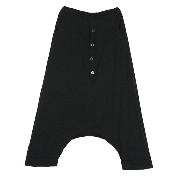 [EAM] High Elastic Waist Button Split Wide Leg Loose Pants