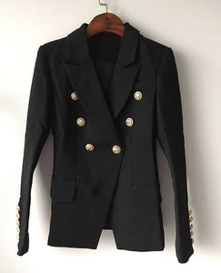 O'ZACKET Double Breasted Metal Lion Button Designer Blazer