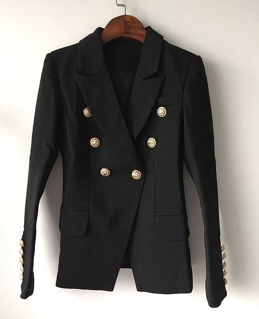 O'ZACKET Double Breasted Metal Lion Button Designer Blazer