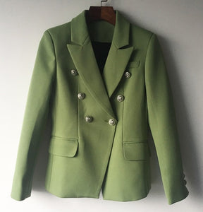 O'ZACKET Double Breasted Metal Lion Button Designer Blazer