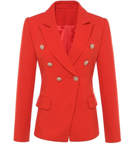 O'ZACKET Double Breasted Metal Lion Button Designer Blazer